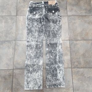 True Religion Men's 29 30x34 Y2K Black Acid Wash Section Straight Denim Jeans
